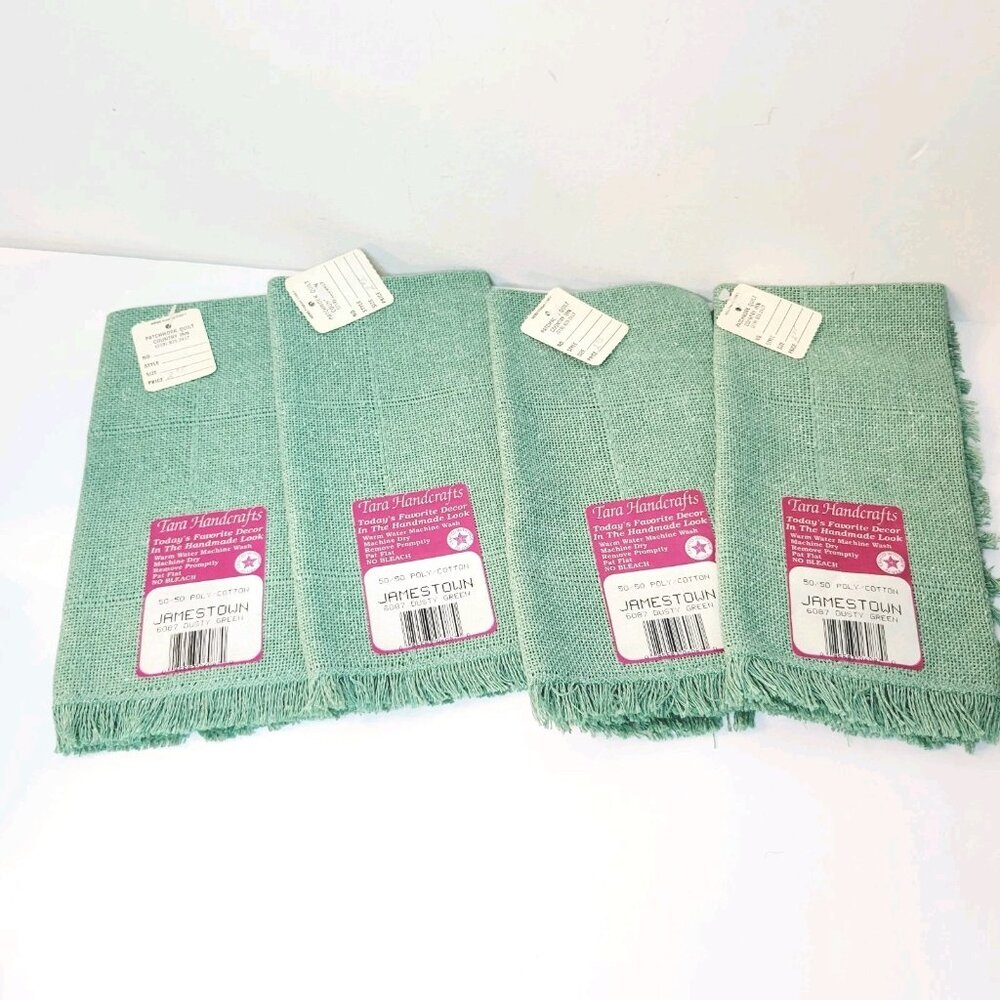 4 Tara Handcraft Napkins JAMESTOWN Dusty Green Poly/Cotton